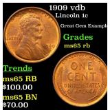 1909 vdb Lincoln 1c Grades GEM Unc RB