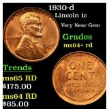 1930-d Lincoln 1c Grades Choice+ Unc RD