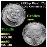 1952-p Wash/Car Old Commem 50c Grades Choice Unc