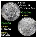 1887-p Morgan $1 Grades Choice+ Unc