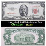 1953 $2 Red Seal United States Note Grades Choice
