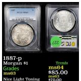 1887-p Morgan $1 Graded ms63