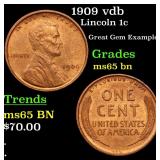 1909 vdb Lincoln 1c Grades GEM Unc BN