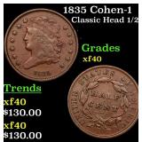 1835 Cohen-1 Classic Head 1/2c Grades xf