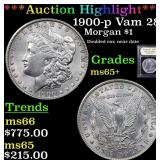*Highlight* 1900-p Vam 28 Morgan $1 Graded GEM+ Un