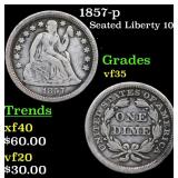 1857-p Seated Liberty 10c Grades vf++