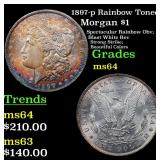 1897-p Rainbow Toned Morgan $1 Grades Choice Unc