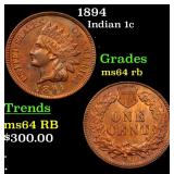 1894 Indian 1c Grades Choice Unc RB