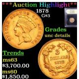 *Highlight* 1878 G$3 Graded Unc Details