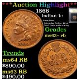 *Highlight* 1866 Indian 1c Graded Select+ Unc RB