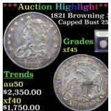*Highlight* 1821 Browning 3 Capped Bust 25c Graded