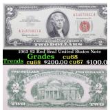 1963 $2 Red Seal United States Note Grades Gem++ C