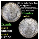 1884-o Colorfully Toned Morgan $1 Grades Choice+ U