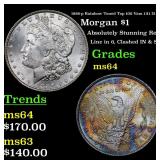1886-p Rainbow Toned Top 100 Vam 1A1 I3 R5 Morgan