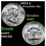 1953-s Franklin 50c Grades Select Unc