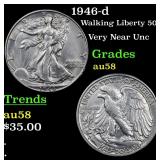 1946-d Walking Liberty 50c Grades Choice AU/BU Sli