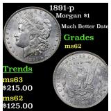1891-p Morgan $1 Grades Select Unc