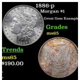 1886-p Morgan $1 Grades GEM Unc