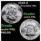 1948-d Franklin 50c Grades Choice Unc FBL