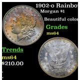 1902-o Rainbow Toned Morgan $1 Grades Choice Unc