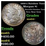 1900-o Rainbow Toned Morgan $1 Grades Choice+ Unc