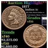 *Highlight* 1877 Indian 1c Graded vf++