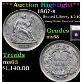 *Highlight* 1867-s Seated Liberty 1/2 10c Graded S