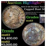 *Highlight* 1834 O-109 Rainbow Toned Capped Bust 5