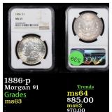 1886-p Morgan $1 Graded ms63