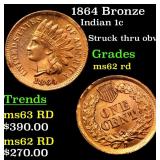 1864 Bronze Indian 1c Grades Select Unc RD