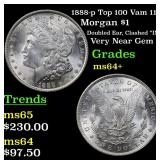 1888-p Top 100 Vam 11A Morgan $1 Grades Choice+ Un