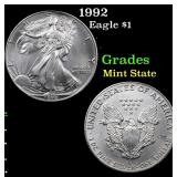 1992 Eagle $1 Grades Mint State