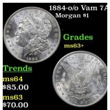 1884-o /o Vam 7A Morgan $1 Grades Select+ Unc