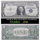 1957B $1 Blue Seal Silver Certificate Grades xf+