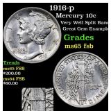 1916-p Mercury 10c Grades GEM FSB
