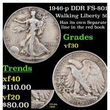 1946-p DDR FS-801 Walking Liberty 50c Grades vf++