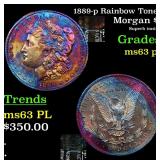 1889-p Rainbow Toned Morgan $1 Grades Select Unc P
