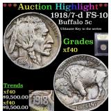 *Highlight* 1918/7-d FS-101 Buffalo 5c Graded xf