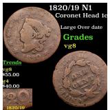 1820/19 N1 Coronet Head 1c Grades vg, very good