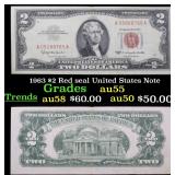 1963 $2 Red seal United States Note Grades Choice