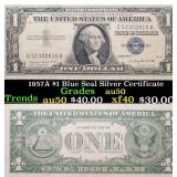 1957A $1 Blue Seal Silver Certificate Grades AU, A