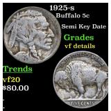1925-s Buffalo 5c Grades vf details