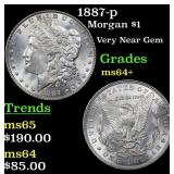 1887-p Morgan $1 Grades Choice+ Unc