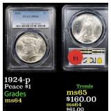 1924-p Peace $1 Graded ms64