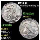 1941-p Walking Liberty 50c Grades Select+ Unc
