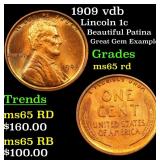1909 vdb Lincoln 1c Grades GEM Unc RD