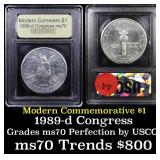 1989-d Congress Modern Commem Dollar $1 Graded ms7