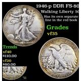 1946-p DDR FS-801 Walking Liberty 50c Grades vf++