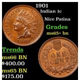 1901 Indian 1c Grades GEM+ Unc BN