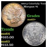 1883-p Colorfully Toned Morgan $1 Grades Select+ U
